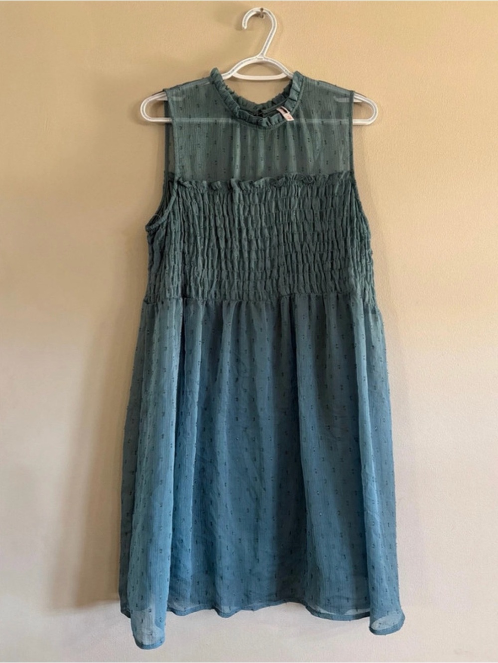 Xhilaration Teal Sleeveless Smocked Mini Dress